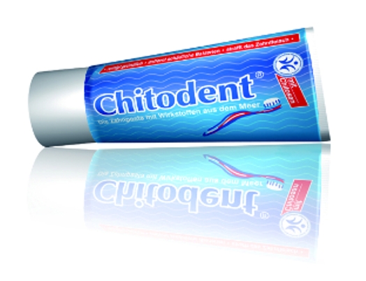 Die Chitodent Chitosanzahnpasta ist homöopathieverträglich ohne Fluorid und als biologisch zertifiziert